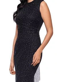 Women's Crew Neck Glitter Gown