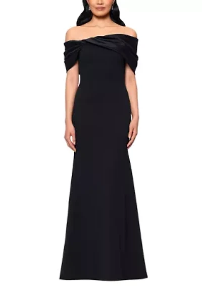 Women's Off the Shoulder Mixed Media Gown