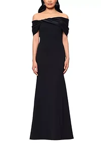 Women's Off the Shoulder Mixed Media Gown