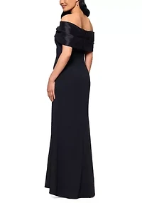 Women's Off the Shoulder Mixed Media Gown