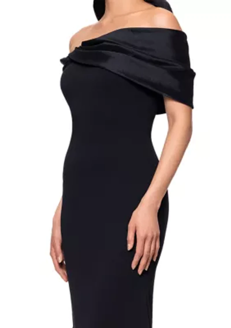 Women's Off the Shoulder Mixed Media Gown