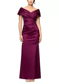 Women's Long Taffeta Off the Shoulder Gown