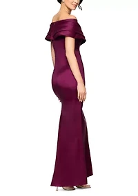 Women's Long Taffeta Off the Shoulder Gown