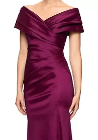 Women's Long Taffeta Off the Shoulder Gown