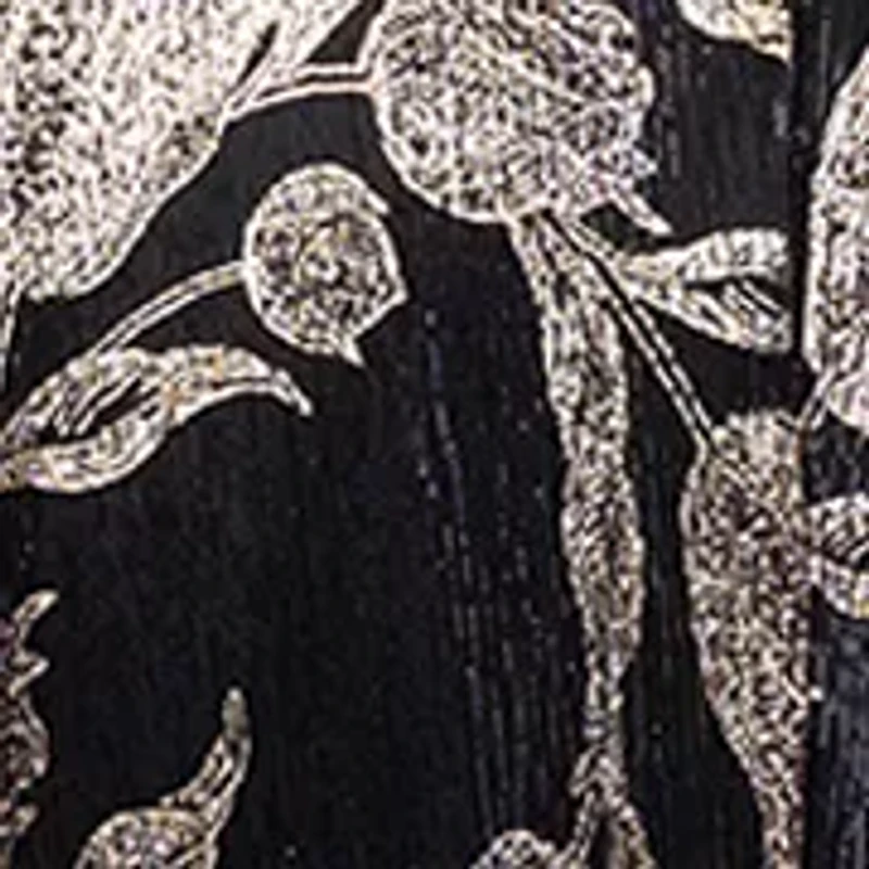 Women's Long Foil Crinkle V-Neck Gown