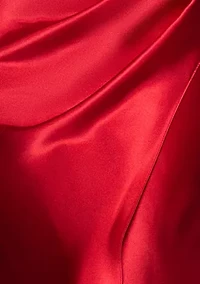 Women's Sleeveless Satin Halter Sheath Dress