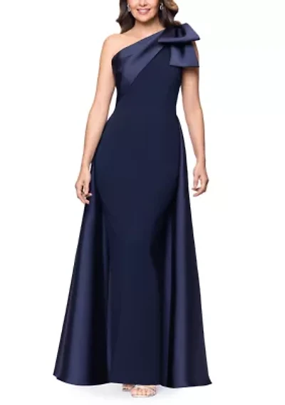 Women's Sleeveless One Shoulder Crepe Mikado Dress