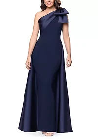 Women's Sleeveless One Shoulder Crepe Mikado Dress