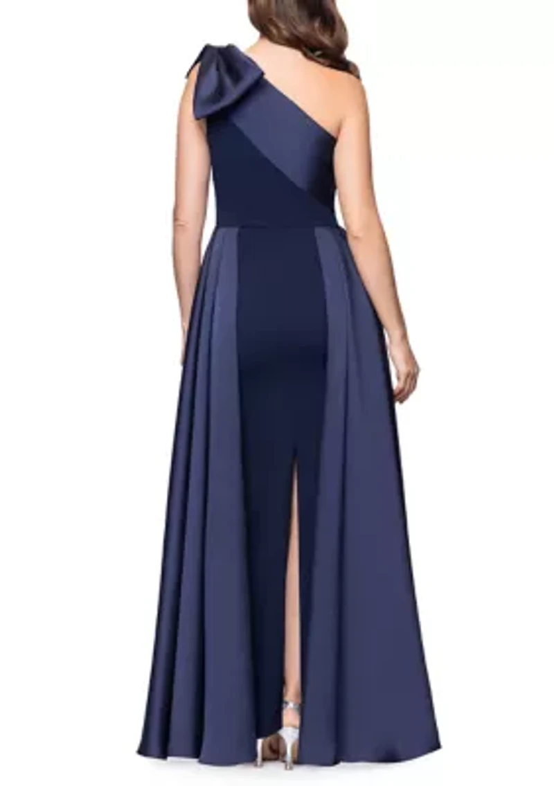 Women's Sleeveless One Shoulder Crepe Mikado Dress