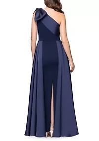 Women's Sleeveless One Shoulder Crepe Mikado Dress