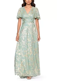 Women's V-Neck Foil Gown