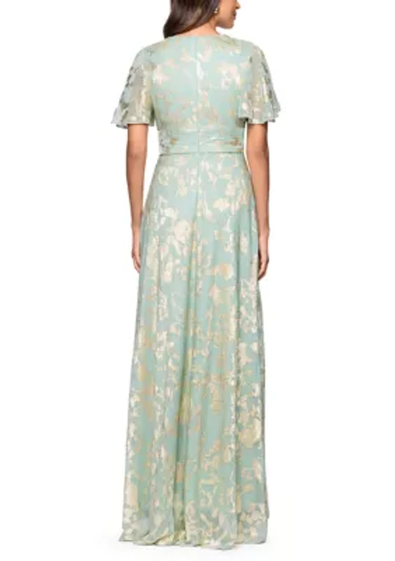 Women's V-Neck Foil Gown