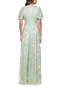 Women's V-Neck Foil Gown