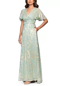 Women's V-Neck Foil Gown