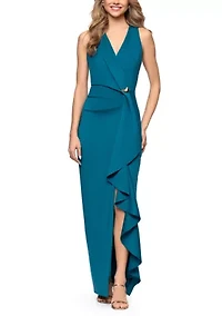 Women's Sleeveless Cascading Ruffle Gown