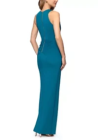 Women's Sleeveless Cascading Ruffle Gown