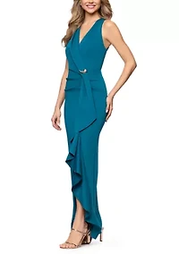 Women's Sleeveless Cascading Ruffle Gown