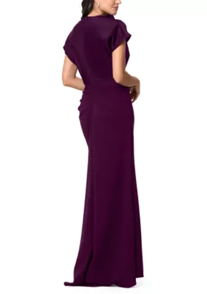 Women's Drape Neck Satin Slim Gown