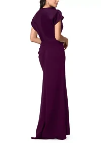 Women's Drape Neck Satin Slim Gown