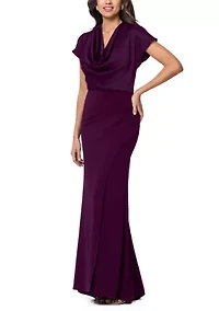 Women's Drape Neck Satin Slim Gown