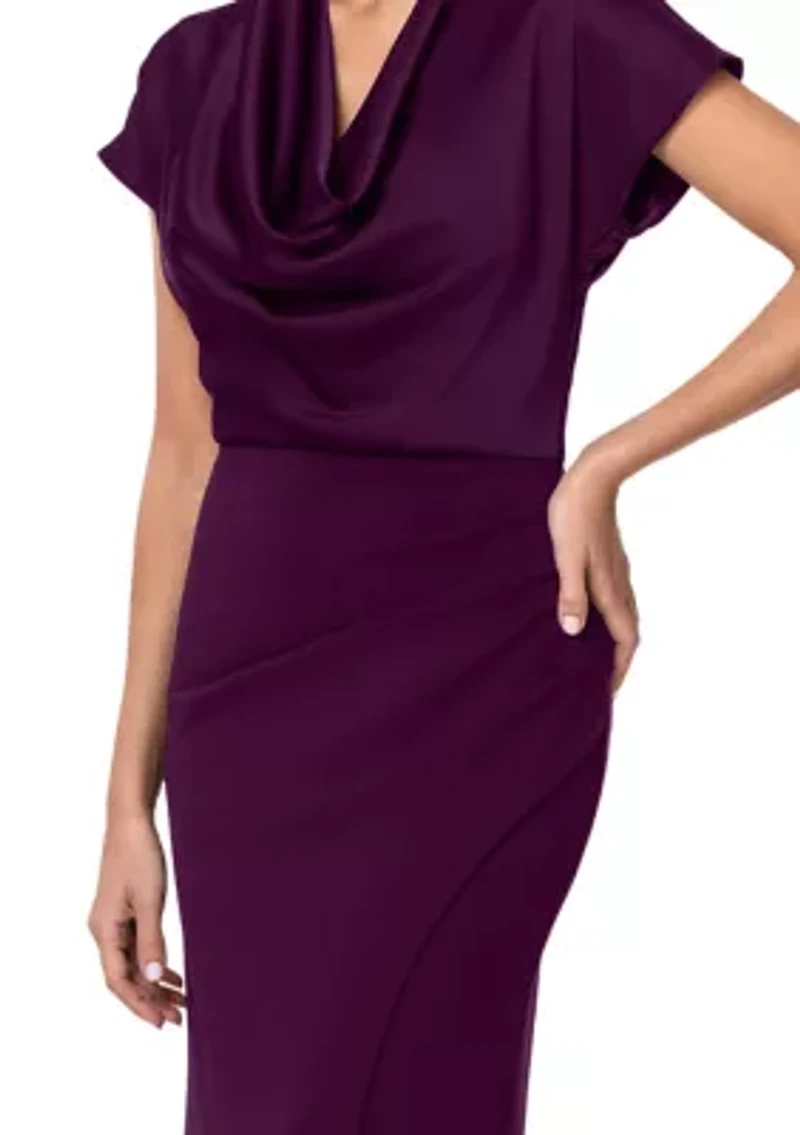Women's Drape Neck Satin Slim Gown