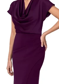 Women's Drape Neck Satin Slim Gown