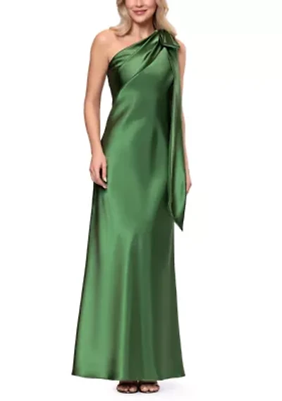 Women's One Bow Sleeve Satin Gown