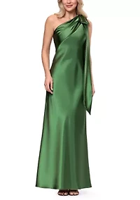 Women's One Bow Sleeve Satin Gown