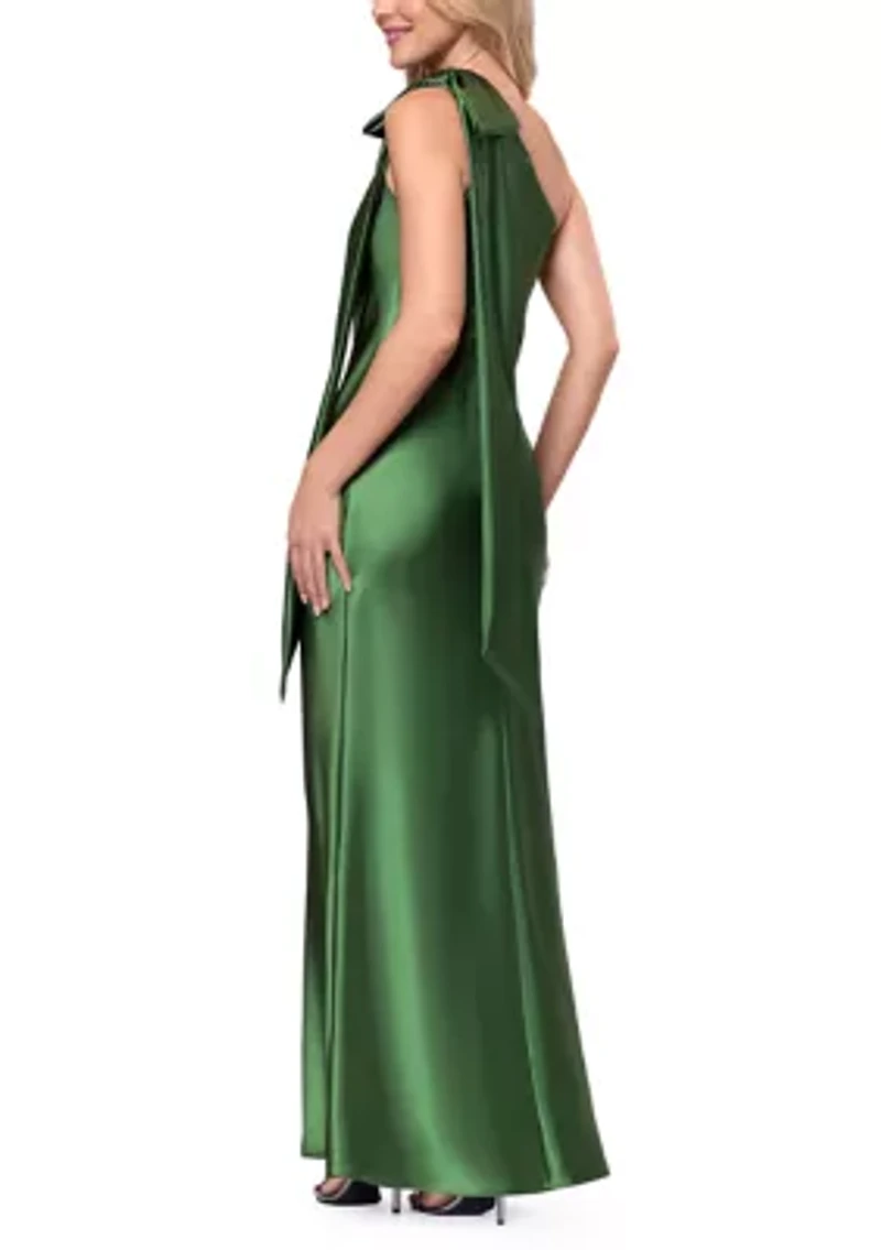 Women's One Bow Sleeve Satin Gown