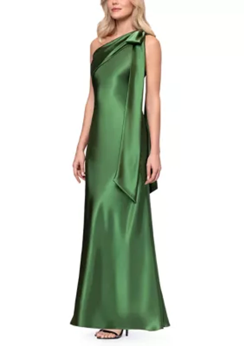 Women's One Bow Sleeve Satin Gown