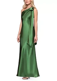 Women's One Bow Sleeve Satin Gown