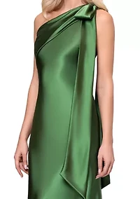 Women's One Bow Sleeve Satin Gown