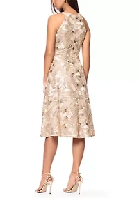 Women's Sleeveless Halter Soutache Sequin Dress