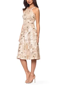 Women's Sleeveless Halter Soutache Sequin Dress