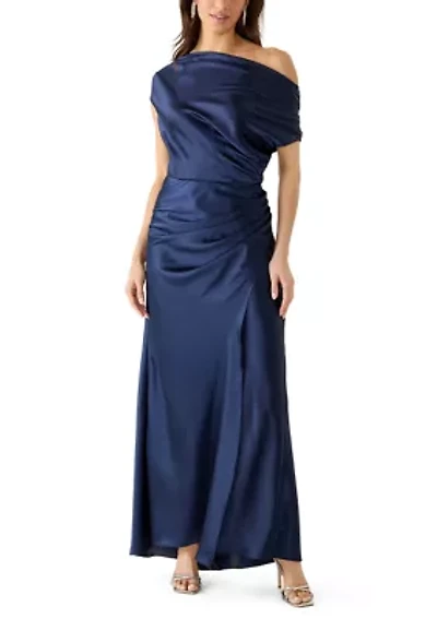 Women's One Shoulder Satin Sheath Gown
