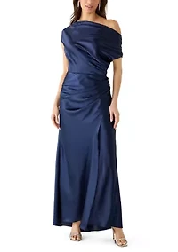 Women's One Shoulder Satin Sheath Gown