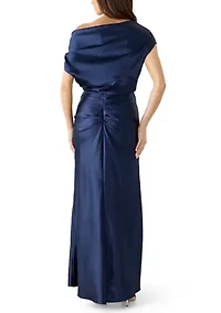 Women's One Shoulder Satin Sheath Gown