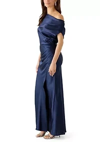Women's One Shoulder Satin Sheath Gown