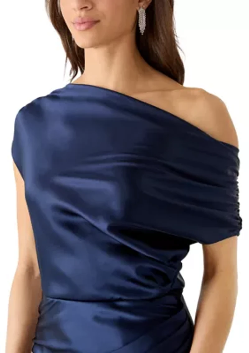 Women's One Shoulder Satin Sheath Gown