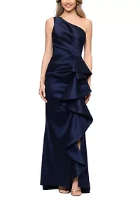Women's Cascading Ruffle One Shoulder Gown