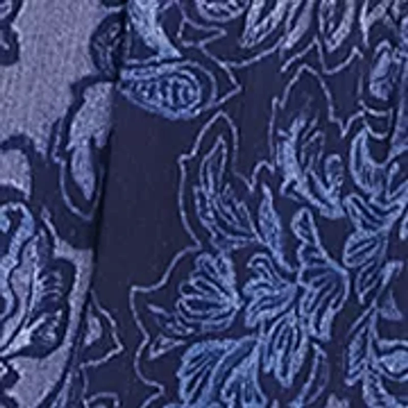 Women's Long Sleeve Mock Neck Printed Chiffon Maxi Dress