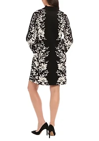 Women's Long Sleeve Mock Neck Printed Sheath Dress