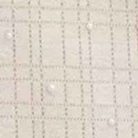 Women's Short Sleeve Lurex Plaid Sheath with Pearls