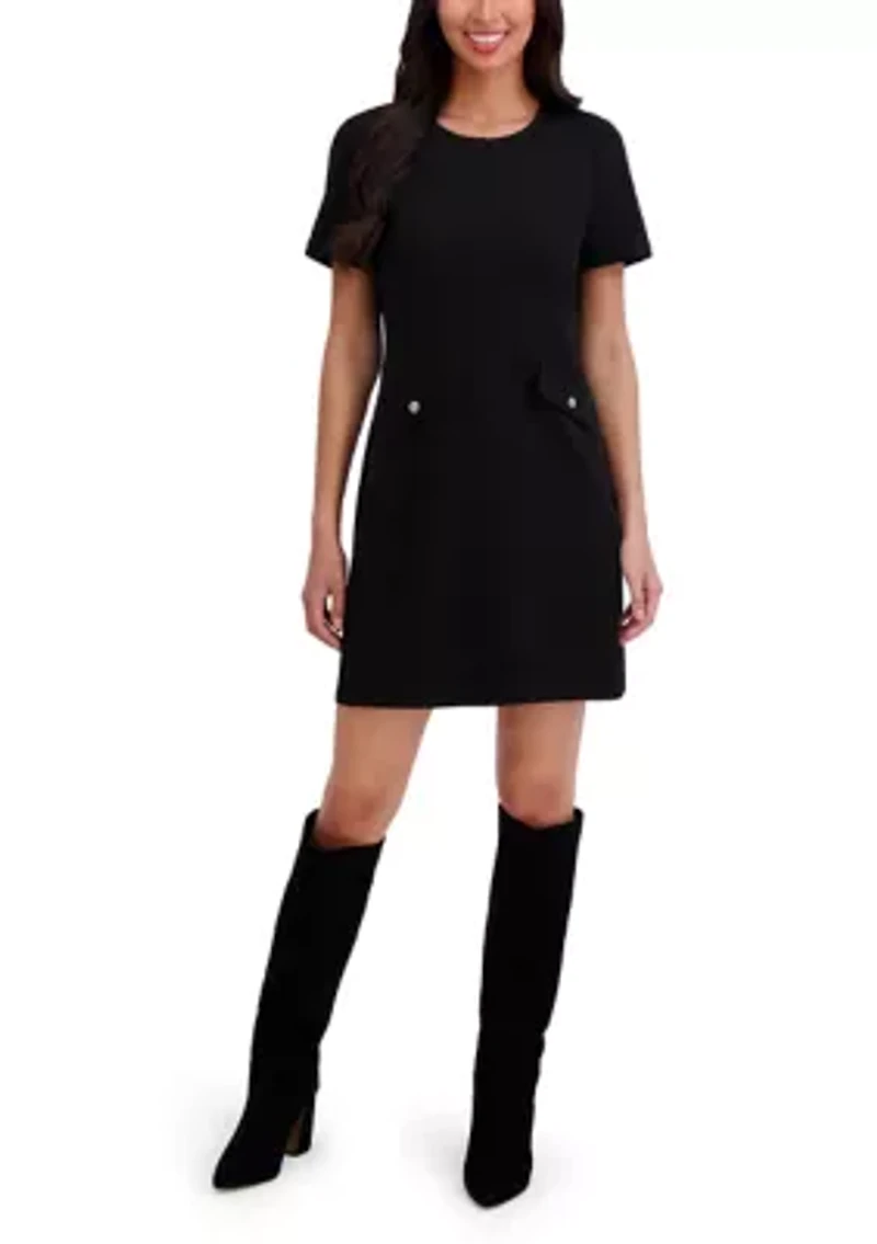 Women's Short Sleeve Mini Dress with Pockets