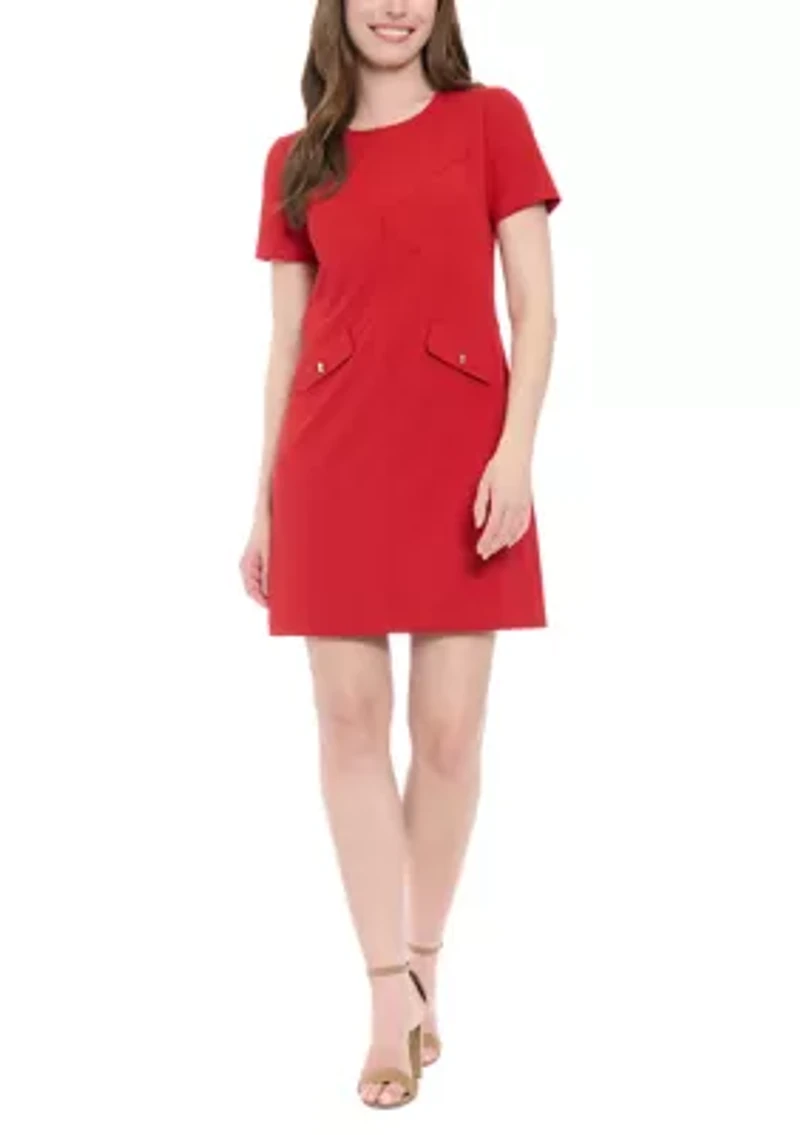 Women's Short Sleeve Mini Dress with Pockets