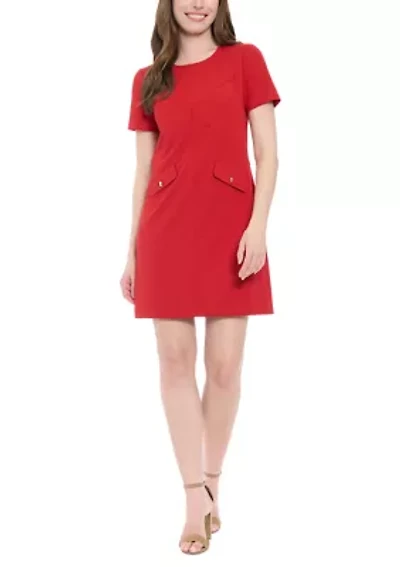 Women's Short Sleeve Mini Dress with Pockets