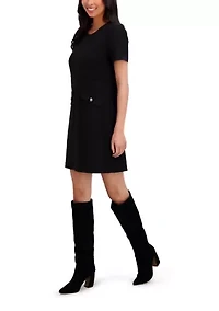 Women's Short Sleeve Mini Dress with Pockets