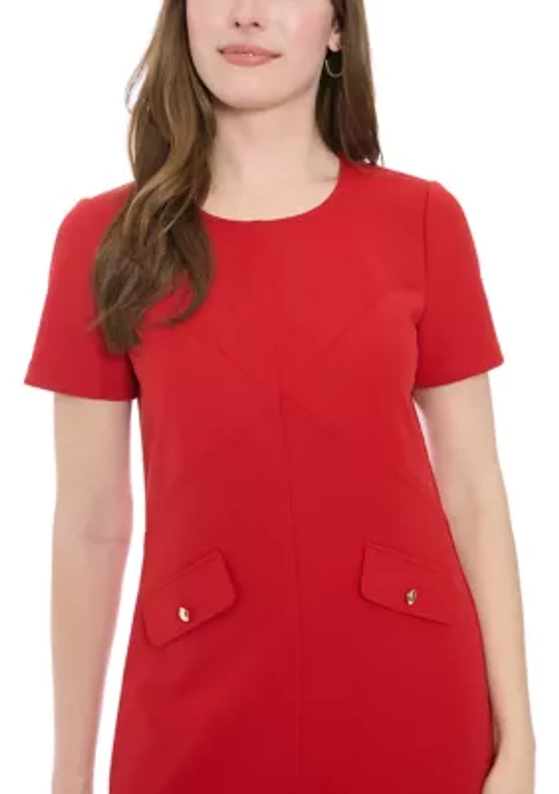 Women's Short Sleeve Mini Dress with Pockets
