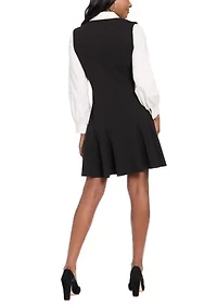 Women's Long Sleeve Collar Neck Solid Scuba Aline Dress