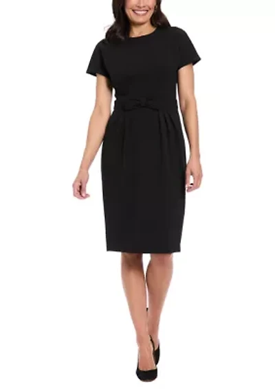 Women's Short Sleeve Bow Mini Dress